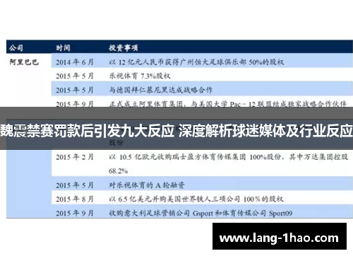 魏震禁赛罚款后引发九大反应 深度解析球迷媒体及行业反应